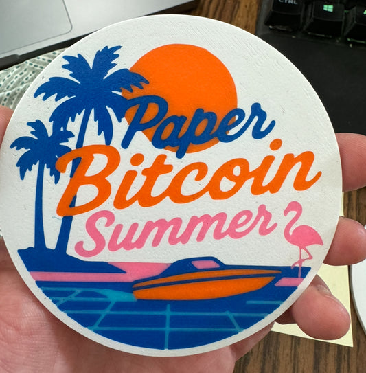 Paper Bitcoin Summer Coaster White